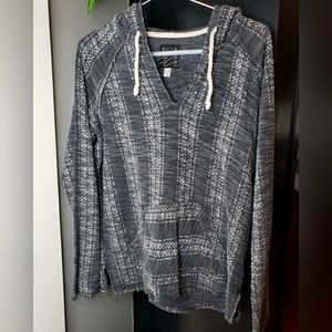 Billabong textured pullover grey striped sweatshirt womens size large
